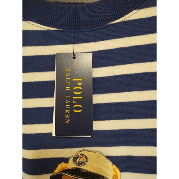 NWT Polo Ralph Lauren Polo Bear Navy and White Striped Sweatshirt 3 XL - Picture 5 of 7